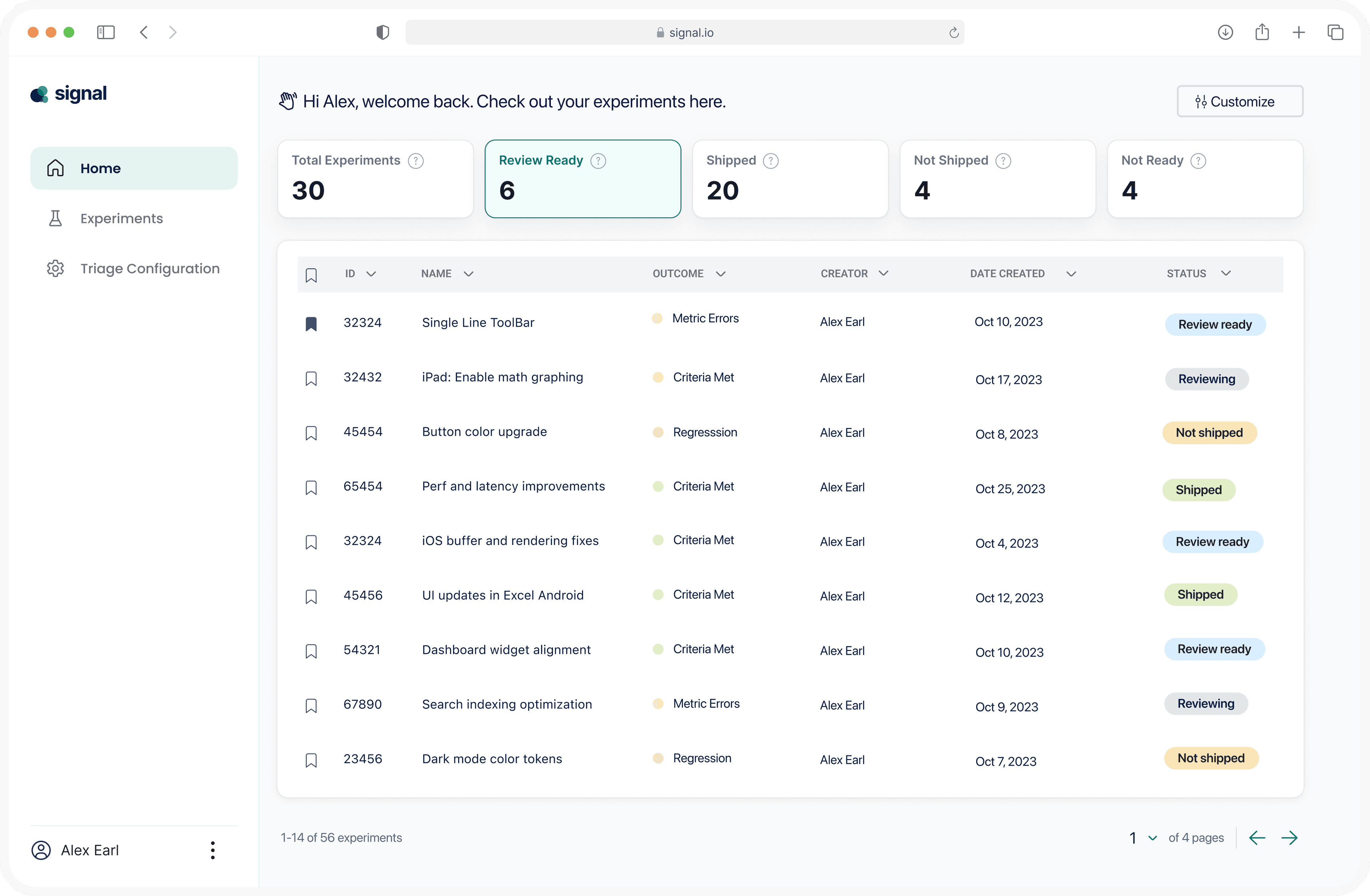 Simplifying experiment triage for internal teams