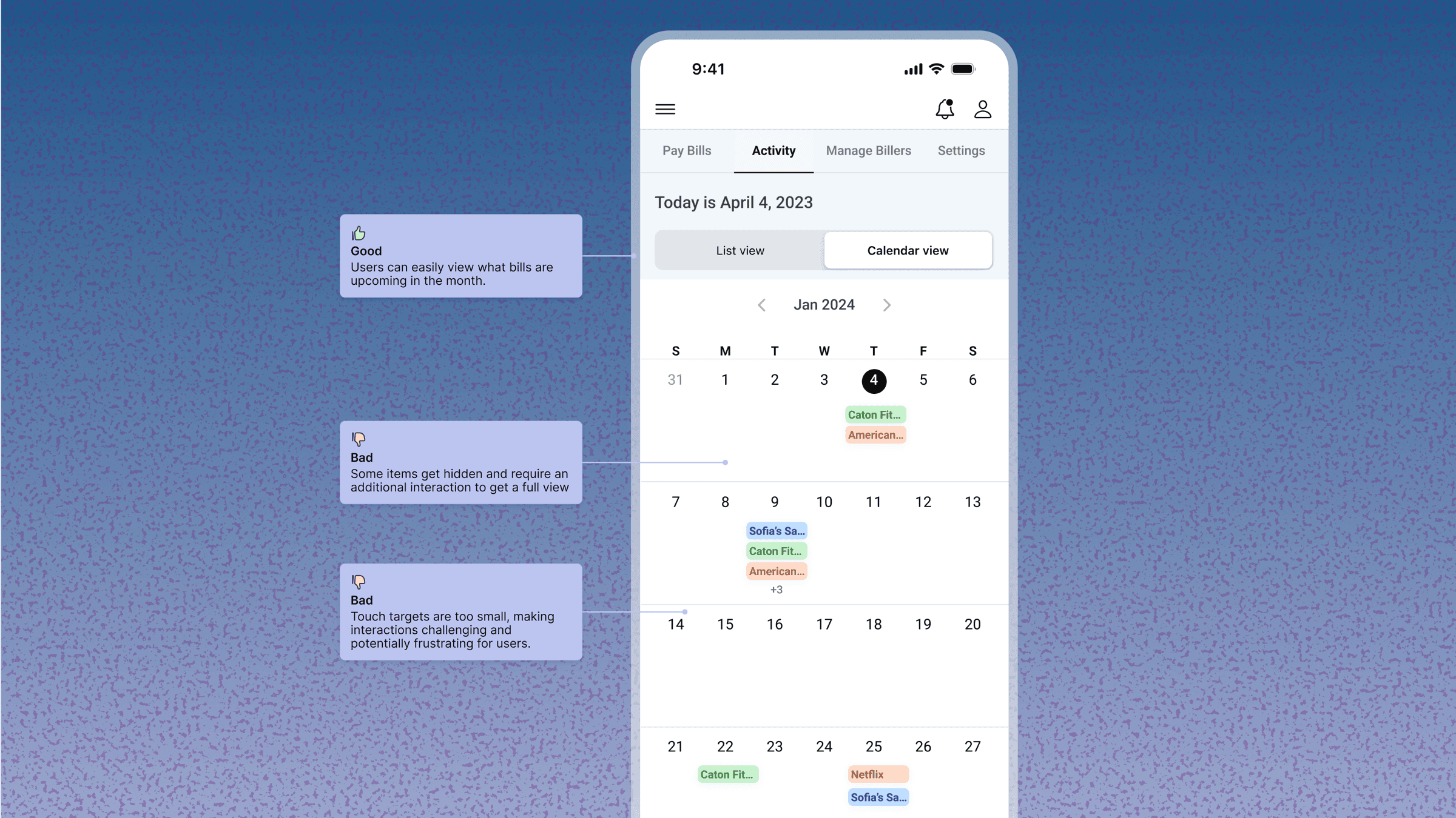 Calendar with inline context